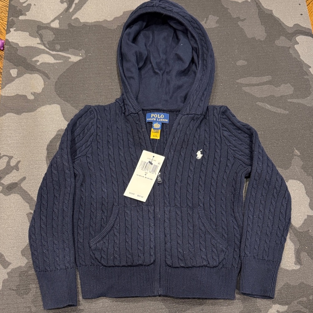 Polo by Ralph Lauren Kids Navy Cable Knit Hoodie